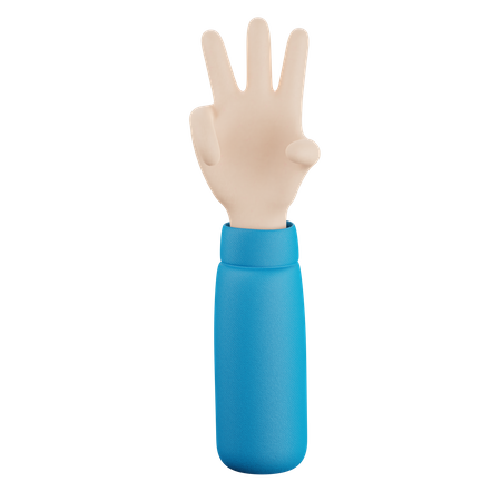 Gesto de mão com três dedos  3D Icon