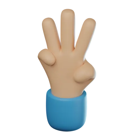 Gesto de mão de três dedos  3D Icon
