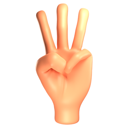 Gesto de mão de três dedos  3D Illustration