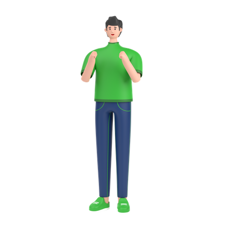 Menino expressando emoção positiva  3D Illustration