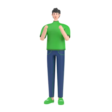 Menino expressando emoção positiva  3D Illustration