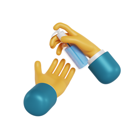 Gesto de desinfección de manos  3D Illustration