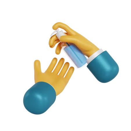 Gesto de desinfección de manos  3D Illustration