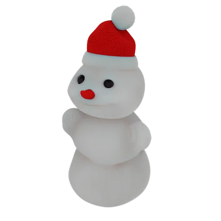 Gestrickter Schneemann mit Weihnachtsmannmütze  3D Icon