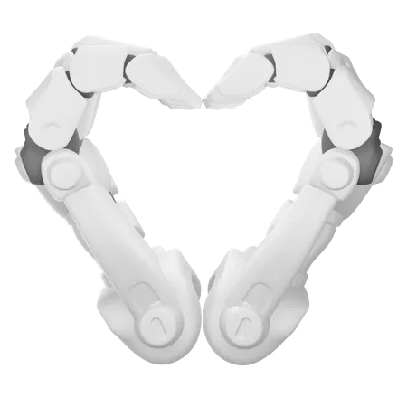 Gesture heart Robot hand  3D Illustration