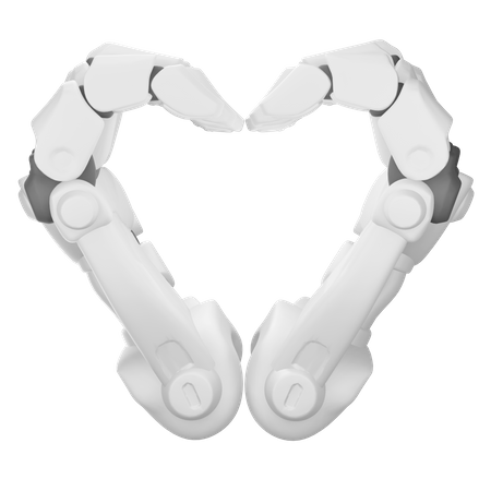 Gesture heart Robot hand  3D Illustration