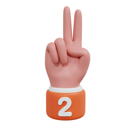 Gesture Numbers 2 3D Icon