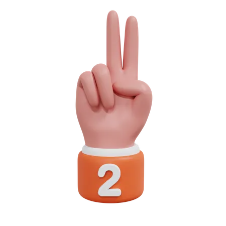 Gesture Numbers 2 3D Icon