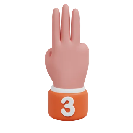 Gesture Numbers 3  3D Icon