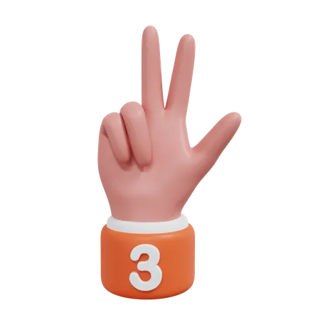 Gesture Numbers 3  3D Icon