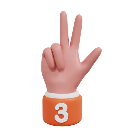 Gesture Numbers 3 3D Icon
