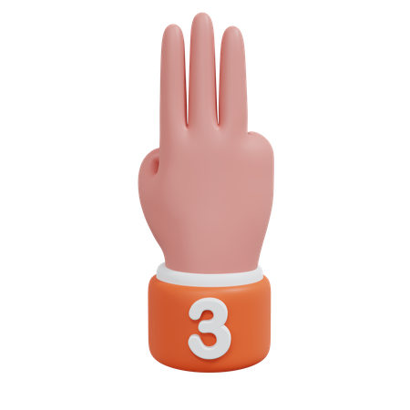Gesture Numbers 3  3D Icon
