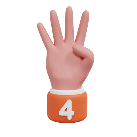 Gesture Numbers 4 3D Icon