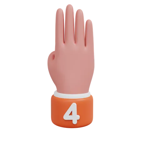 Gesture Numbers 4 3D Icon