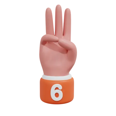 Gesture Numbers 6 3D Icon