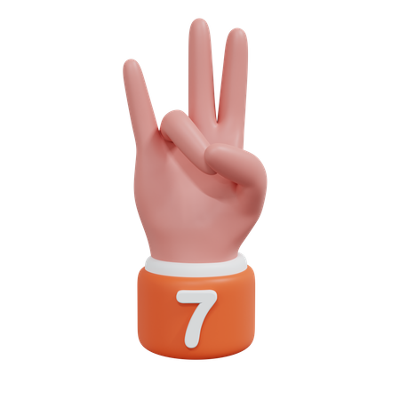Gesture Numbers 7 3D Icon
