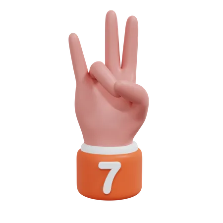 Gesture Numbers 7 3D Icon