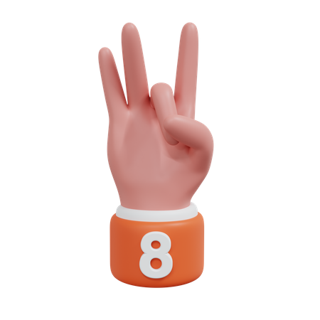 Gesture Numbers 8  3D Icon