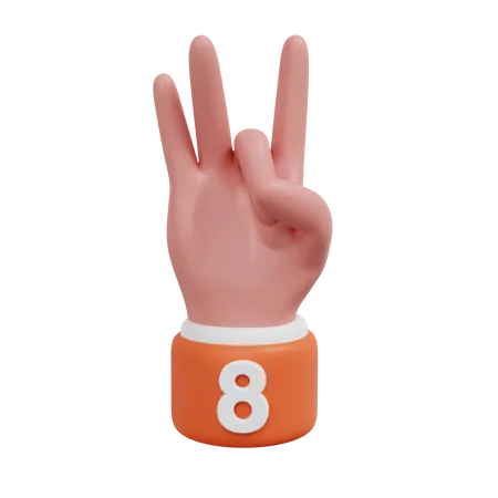 Gesture Numbers 8 3D Icon
