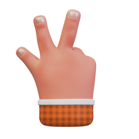 Gesture showing number three  3D Icon