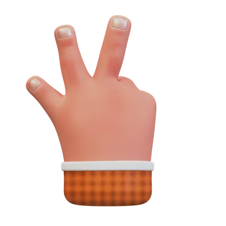 Gesture showing number three  3D Icon