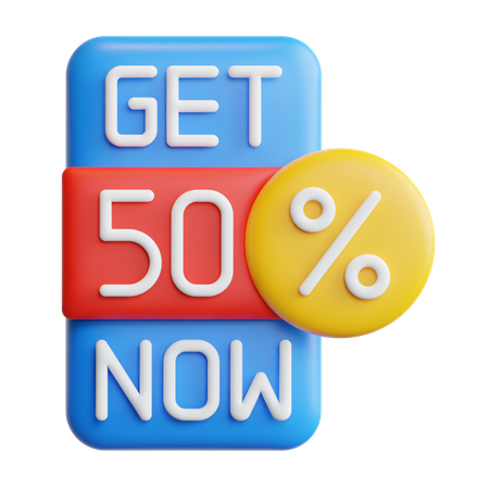 Get 50 Percent  3D Icon