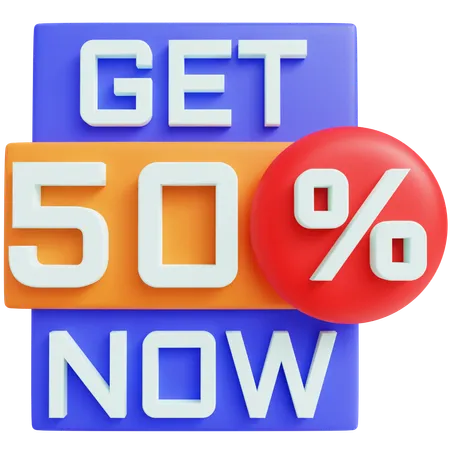 3 D Get 50 Percent With Isolated Background 3D Icon