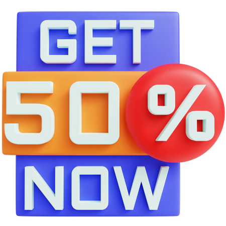 Get 50 Percent Now  3D Icon