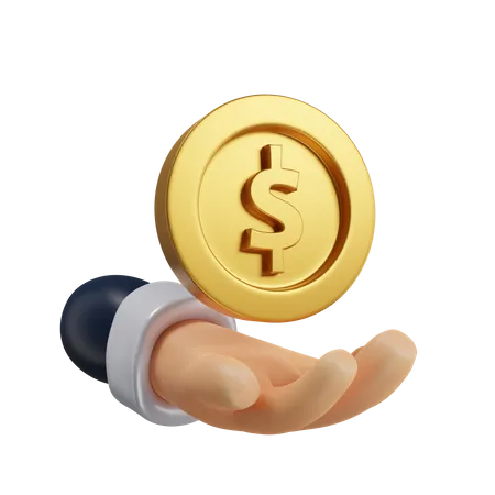 Hand Holding A Gold Coin Icon Illustration 3 D Rendering For Business 3D Icon
