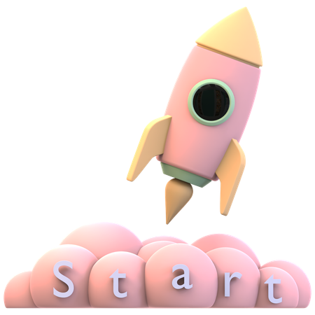 Get Started Rocket  3D Icon