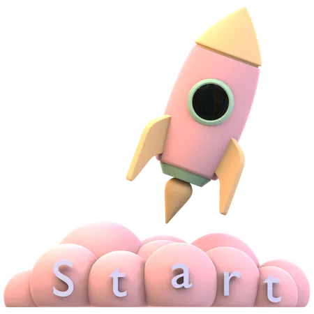 Get Started Rocket  3D Icon