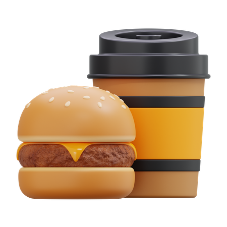 Getränk und Burger  3D Icon