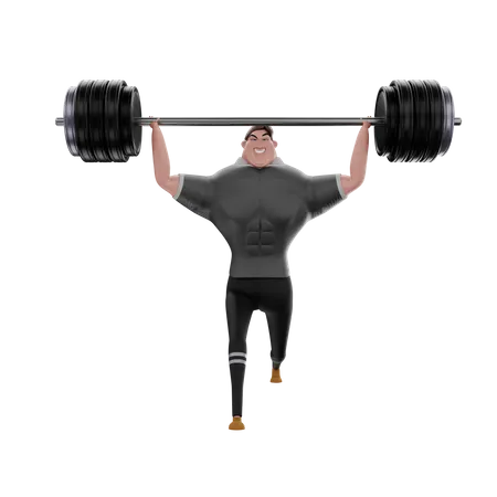 Gewichtheber beim Gewichtheben  3D Illustration