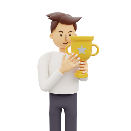 Sieger mit Pokal  3D Illustration