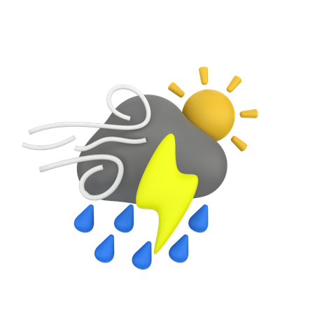 Gewitter mit Sonne  3D Icon