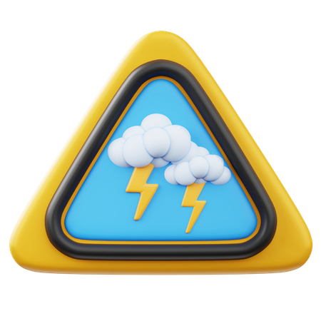 Warnschild vor Gewitter  3D Icon