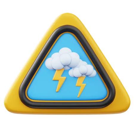 Warnschild vor Gewitter  3D Icon