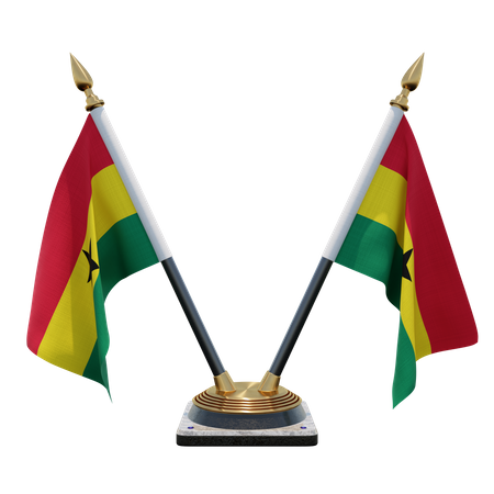 Ghana Double Desk Flag Stand  3D Flag