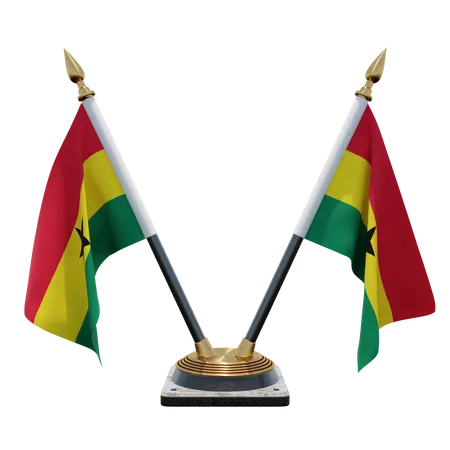 Ghana Double Desk Flag Stand  3D Flag