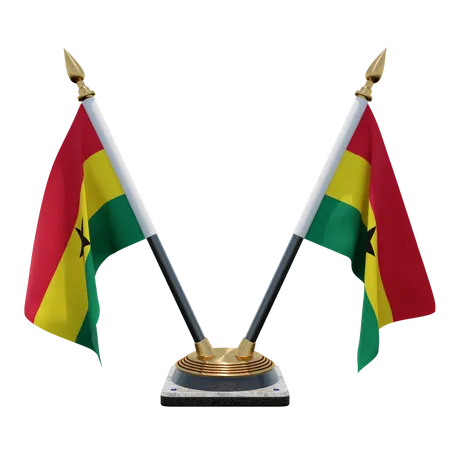 Ghana Double Desk Flag Stand  3D Illustration
