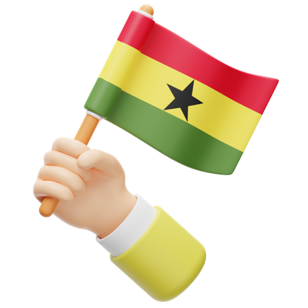 Ghana flag in hand  3D Icon