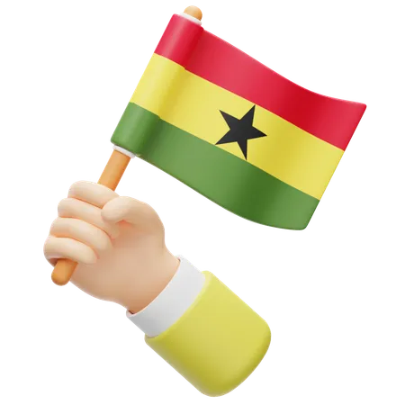 Ghana flag in hand  3D Icon