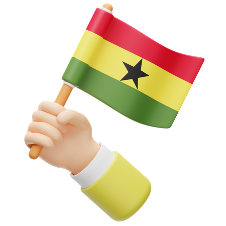 Ghana Flagge in der Hand  3D Icon