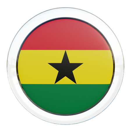 Ghana Runde Flagge  3D Icon