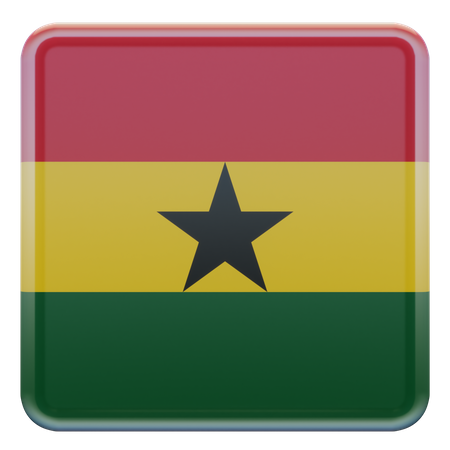Ghana Square Flag  3D Icon