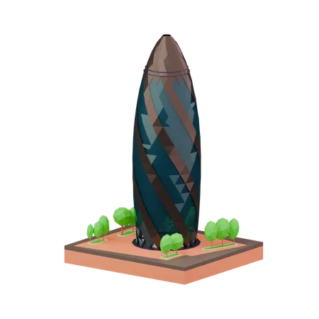 Gherkin Tower Building  3D Icon