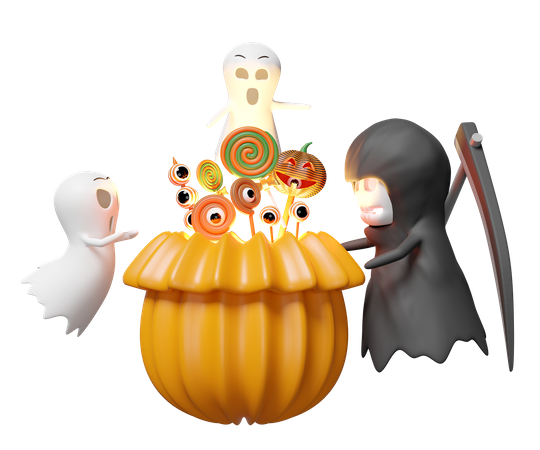 Ghost Celebrating Halloween Party  3D Illustration