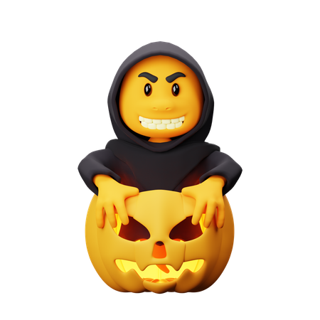 Ghost Character With Pumpkin  3D Illustration