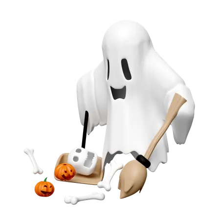 Ghost Cleaning Floor  3D Icon