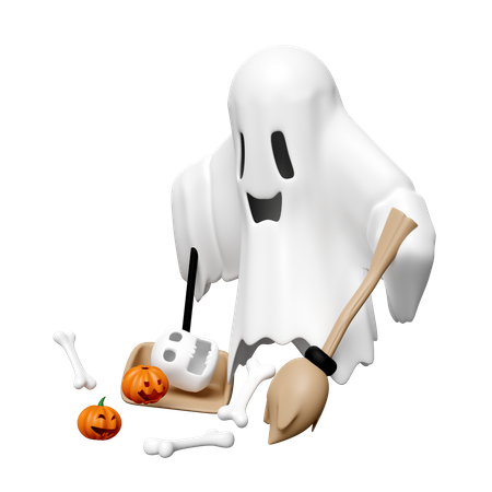 Ghost Cleaning Floor  3D Icon